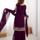 Rajwada Wine Georgette Embroidered Stitched Kurta Set For Women