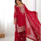 Rajwada Red Georgette Embroidered Stitched Kurta Set For Women