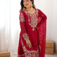 Rajwada Red Georgette Embroidered Stitched Kurta Set For Women