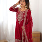 Rajwada Red Georgette Embroidered Stitched Kurta Set For Women