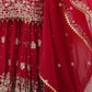 Rajwada Red Georgette Embroidered Stitched Kurta Set For Women