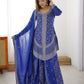 Rajwada Blue Georgette Sequins Embroidered Stitched Kurta Set For Women