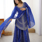 Rajwada Blue Georgette Sequins Embroidered Stitched Kurta Set For Women