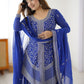 Rajwada Blue Georgette Sequins Embroidered Stitched Kurta Set For Women