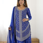 Rajwada Blue Georgette Sequins Embroidered Stitched Kurta Set For Women