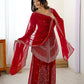 Rajwada Red Georgette Sequins Embroidered Stitched Kurta Set For Women