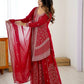 Rajwada Red Georgette Sequins Embroidered Stitched Kurta Set For Women