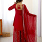 Rajwada Red Georgette Sequins Embroidered Stitched Kurta Set For Women