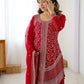 Rajwada Red Georgette Sequins Embroidered Stitched Kurta Set For Women