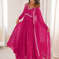 Rajwada Dark Pink Georgette Sequins Embroidered Stitched Kurta Set For Women