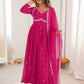 Rajwada Dark Pink Georgette Sequins Embroidered Stitched Kurta Set For Women