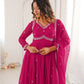 Rajwada Dark Pink Georgette Sequins Embroidered Stitched Kurta Set For Women