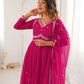 Rajwada Dark Pink Georgette Sequins Embroidered Stitched Kurta Set For Women
