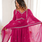 Rajwada Dark Pink Georgette Sequins Embroidered Stitched Kurta Set For Women
