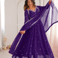 Rajwada Purple Georgette Sequins Embroidered Stitched Kurta Set For Women
