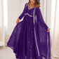 Rajwada Purple Georgette Sequins Embroidered Stitched Kurta Set For Women