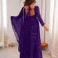 Rajwada Purple Georgette Sequins Embroidered Stitched Kurta Set For Women
