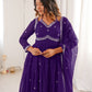 Rajwada Purple Georgette Sequins Embroidered Stitched Kurta Set For Women
