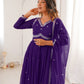 Rajwada Purple Georgette Sequins Embroidered Stitched Kurta Set For Women