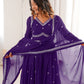 Rajwada Purple Georgette Sequins Embroidered Stitched Kurta Set For Women