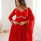Rajwada Red Georgette Sequins Embroidered Stitched Kurta Set For Women