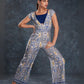 Rajwada Navy Blue Linen Printed Stitched Co-Ord Set For Women