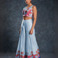 Rajwada Light Blue Linen Printed Stitched Co-Ord Set For Women
