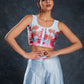 Rajwada Light Blue Linen Printed Stitched Co-Ord Set For Women