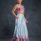 Rajwada Light Blue Linen Printed Stitched Co-Ord Set For Women