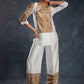 Rajwada White Linen Printed Stitched Co-Ord Set For Women