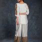 Rajwada White Linen Printed Stitched Co-Ord Set For Women