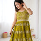 Rajwada Lime Green Georgette Embroidered Kurta Set For Women