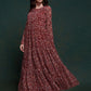 Rajwada Burgundy Printed Organza Stitched Gown For Women