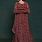 Rajwada Burgundy Printed Organza Stitched Gown For Women