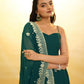 Rajwada Green Georgette Embroidery Stitched Anarkali With Dupatta For Women