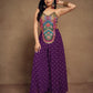 Rajwada Purple Art Silk Embroidered Stitched Indo Western Co ord Set For Women