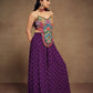 Rajwada Purple Art Silk Embroidered Indo Western Co ord Set For Women