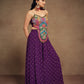Rajwada Purple Art Silk Embroidered Stitched Indo Western Co ord Set For Women