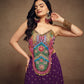 Rajwada Purple Art Silk Embroidered Indo Western Co ord Set For Women
