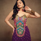 Rajwada Purple Art Silk Embroidered Stitched Indo Western Co ord Set For Women