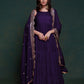 Rajwada Purple Silk Blend Solid Stitched Gown For Women