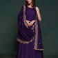 Rajwada Purple Silk Blend Solid Stitched Gown For Women