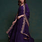 Rajwada Purple Silk Blend Solid Stitched Gown For Women