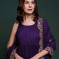 Rajwada Purple Silk Blend Solid Stitched Gown For Women