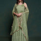 Rajwada Olive Printed Georgette Stitched Gown For Women