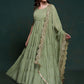 Rajwada Olive Printed Georgette Stitched Gown For Women