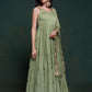 Rajwada Olive Printed Georgette Stitched Gown For Women