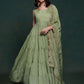 Rajwada Olive Printed Georgette Stitched Gown For Women