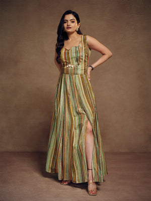 Rajwada Multicolor Silk Blend Printed Indo Western Co ord Set For Women