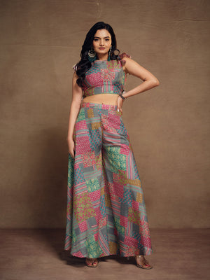 Rajwada Multicolor Cotton Printed  Stitched Indo Western Co ord Set For Women